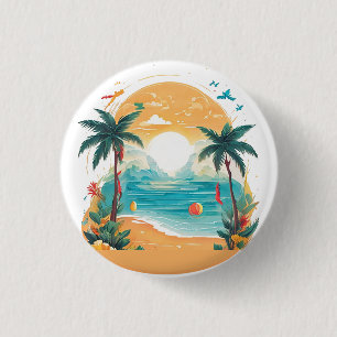 Sun Beach palm tree Button
