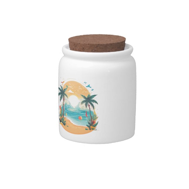 Sun Beach palm tree  Candy Jar (Front)