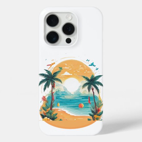 Sun Beach palm tree  iPhone 15 Pro Case