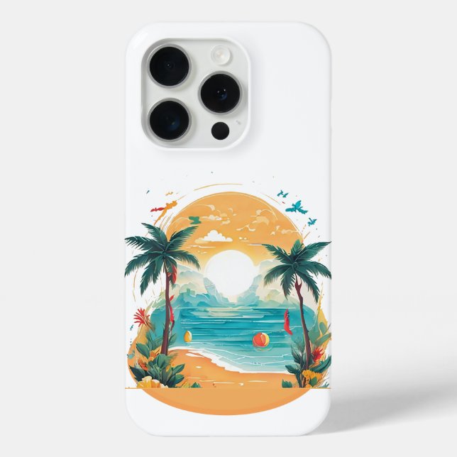 Sun Beach palm tree  Case-Mate iPhone Case (Back)