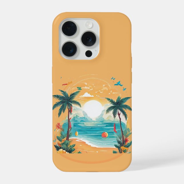 Sun Beach palm tree  Iphone Case (Back)