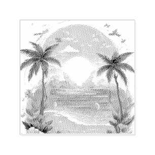 Sun Beach palm tree Self-inking Stamp
