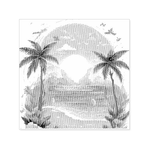 Sun Beach palm tree Self_inking Stamp