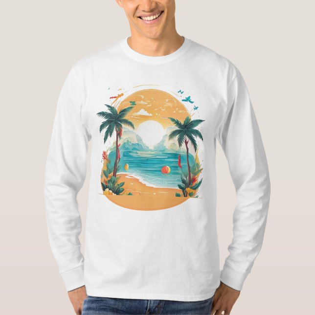 Sun Beach palm tree  T-Shirt (Front)