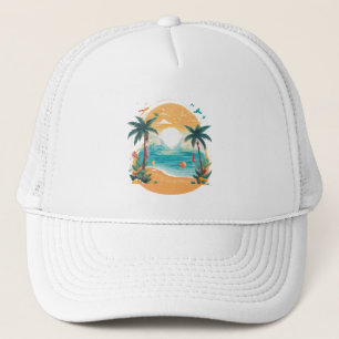 Sun Beach palm tree Trucker Hat