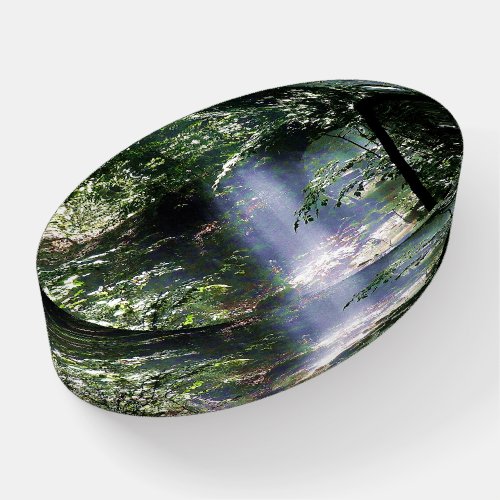 Sun  Beams Crystal Creek Water  Green Forest Paperweight