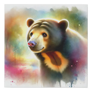 Sun Bear 071124AREF127 - Watercolor Faux Canvas Print