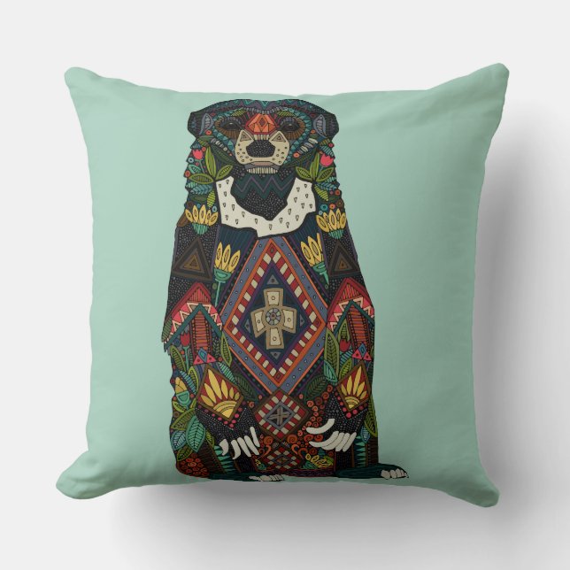 sun bear mint throw pillow (Front)