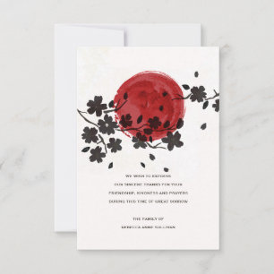 Sun Behind Black Flowers Sympathy Acknowledgement Invitation