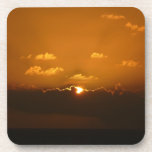 Sun Behind Clouds I Orange Seascape Coaster