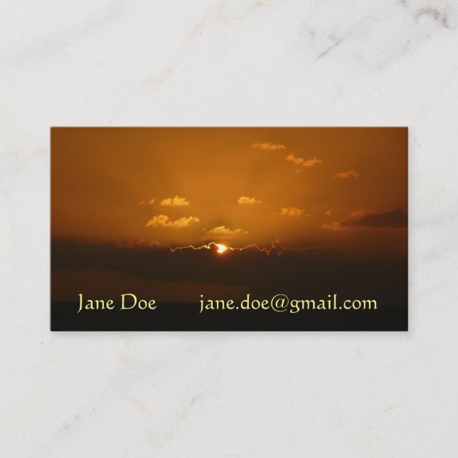 Sun Behind Clouds I Orange Sunset Photo Business Card (Front)