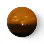 Sun Behind Clouds I Orange Sunset Photo Button