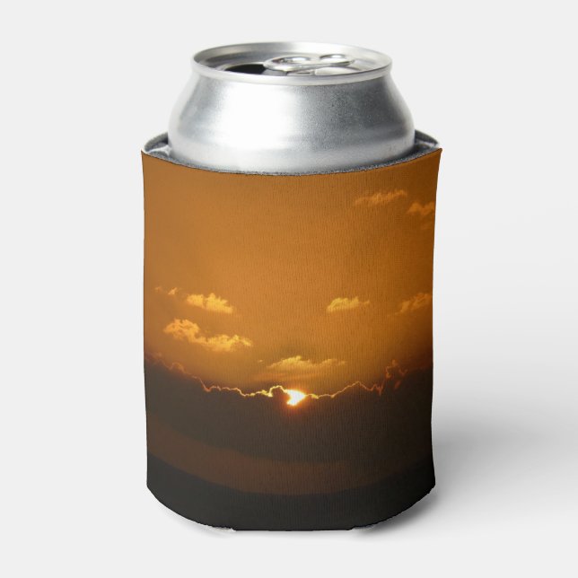 Sun Behind Clouds I Orange Sunset Photo Can Cooler (Can Front)