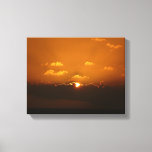 Sun Behind Clouds I Orange Sunset Photo Canvas Print