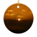 Sun Behind Clouds I Orange Sunset Photo Ceramic Ornament