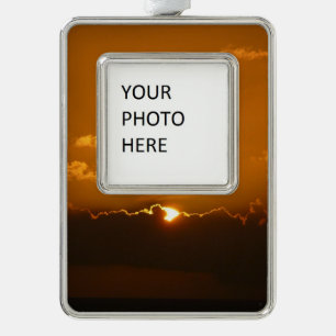 Sun Behind Clouds I Orange Sunset Photo Christmas Ornament