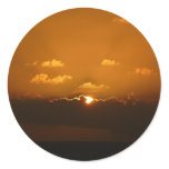 Sun Behind Clouds I Orange Sunset Photo Classic Round Sticker