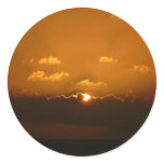 Sun Behind Clouds I Orange Sunset Photo Classic Round Sticker