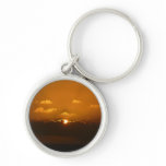 Sun Behind Clouds I Orange Sunset Photo Keychain