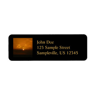Sun Behind Clouds I Orange Sunset Photo Label