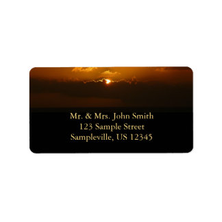Sun Behind Clouds I Orange Sunset Photo Label