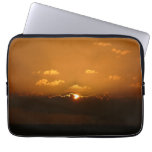 Sun Behind Clouds I Orange Sunset Photo Laptop Sleeve