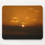 Sun Behind Clouds I Orange Sunset Photo Mouse Pad
