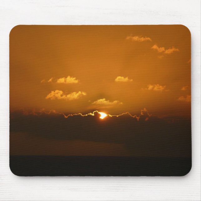 Sun Behind Clouds I Orange Sunset Photo Mouse Pad (Front)