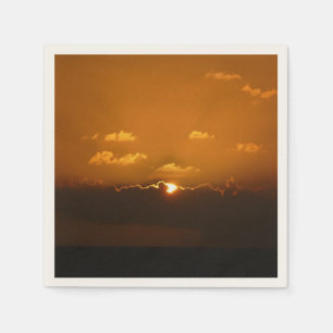 Sun Behind Clouds I Orange Sunset Photo Napkins