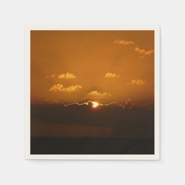 Sun Behind Clouds I Orange Sunset Photo Napkins (Front)