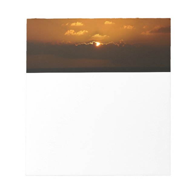Sun Behind Clouds I Orange Sunset Photo Notepad (Front)