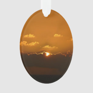 Sun Behind Clouds I Orange Sunset Photo Ornament
