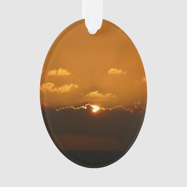 Sun Behind Clouds I Orange Sunset Photo Ornament (Front)