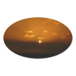 Sun Behind Clouds I Orange Sunset Photo Oval Sticker