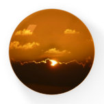 Sun Behind Clouds I Orange Sunset Photo Paperweight