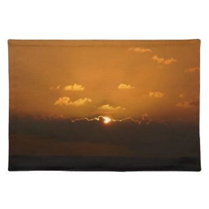 Sun Behind Clouds I Orange Sunset Photo Placemat