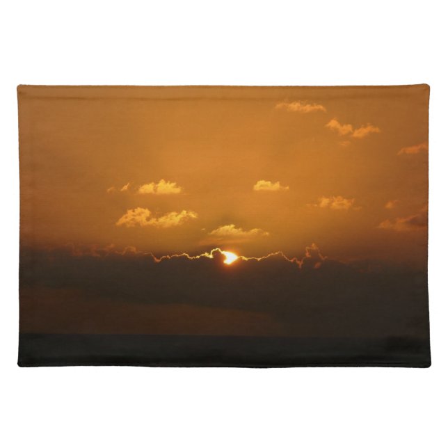 Sun Behind Clouds I Orange Sunset Photo Placemat (Front)