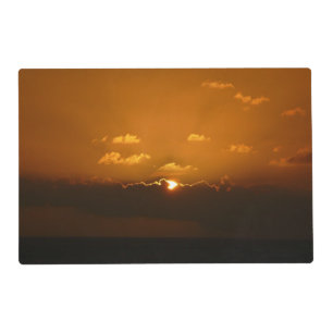 Sun Behind Clouds I Orange Sunset Photo Placemat