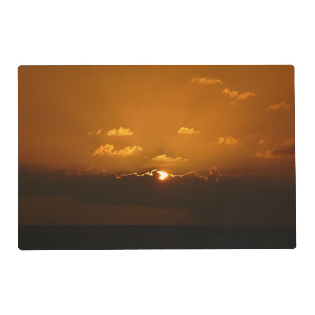 Sun Behind Clouds I Orange Sunset Photo Placemat (Front)