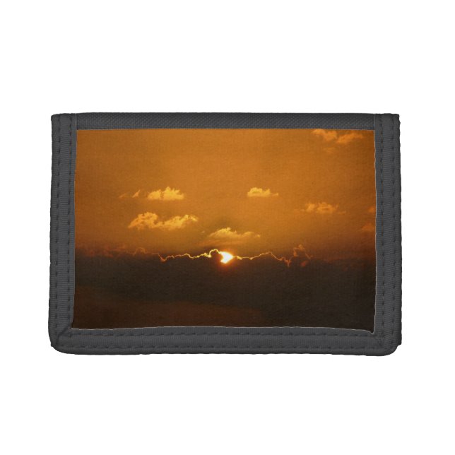 Sun Behind Clouds I Orange Sunset Photo Trifold Wallet (Front)
