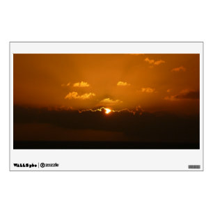Sun Behind Clouds I Orange Sunset Photo Wall Sticker