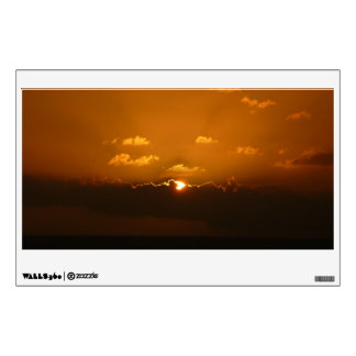 Sun Behind Clouds I Orange Sunset Photo Wall Sticker