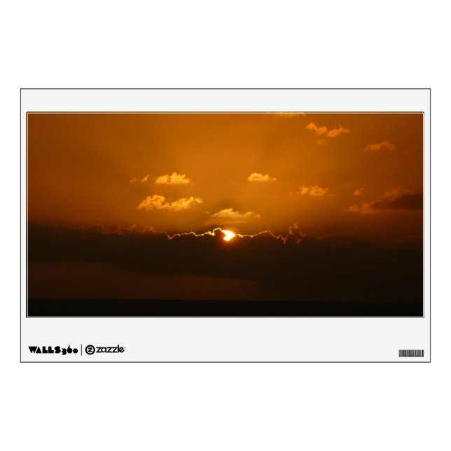 Sun Behind Clouds I Orange Sunset Photo Wall Sticker (Front)