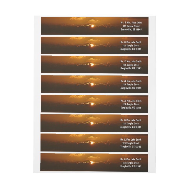 Sun Behind Clouds I Orange Sunset Photo Wrap Around Label (Sheet)