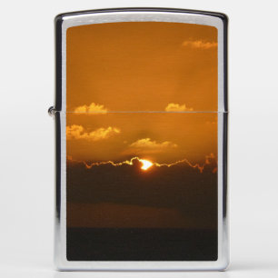 Sun Behind Clouds I Orange Sunset Photo Zippo Lighter