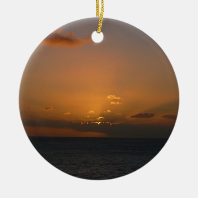 Sun Behind Clouds II Seascape Ceramic Ornament (Front)