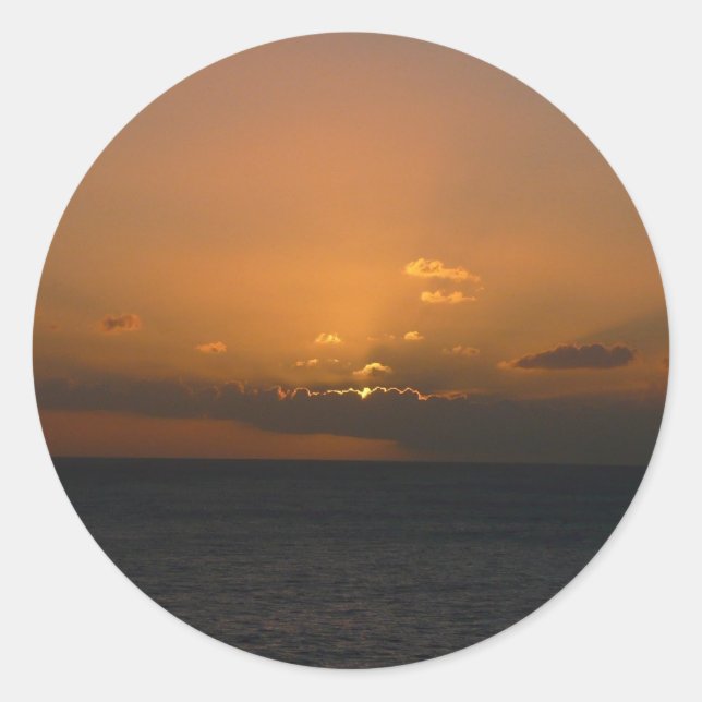 Sun Behind Clouds II Seascape Classic Round Sticker (Front)