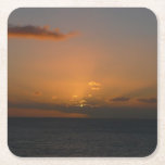 Sun Behind Clouds II Seascape Photography Square Paper Coaster