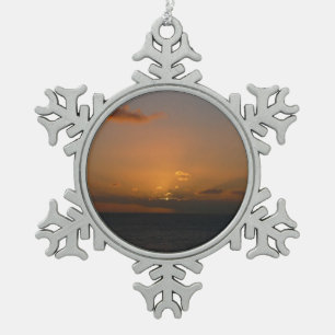 Sun Behind Clouds II Seascape Snowflake Pewter Christmas Ornament