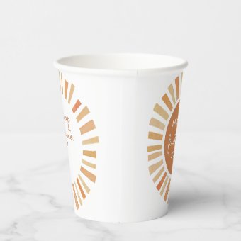 Sun Birthday, Sunshine 1st Birthday, Boho Sun Paper Cups | Zazzle